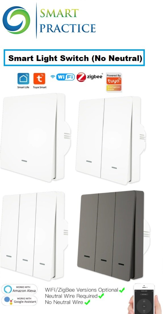 Smart Light Switch Wifi ZigBee No Neutral Wire No Capacitor Needed Smart Life 1,2,3 Way Works with Alexa Google Home Smart Light Switch Wifi ZigBee No Neutral Wire No Capacitor Needed Smart Life 1,2,3 Way Works with Alexa Google Home - Image 1