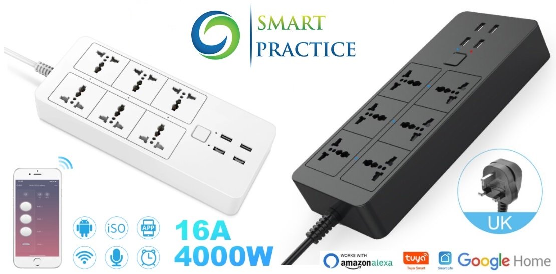 WIFI Zigbee Smart Power Srip Universal with 5V3.1A Alexa Googlehome Bluetooth Control Multi plug 6AC 4USB Voice Contro UK,EU,US,AU WIFI Zigbee Smart Power Srip Universal with 5V3.1A Alexa Googlehome Bluetooth Control Multi plug 6AC 4USB Voice Contro UK,EU,US,AU - Image 1