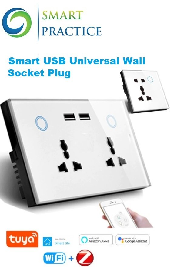 WIFI Zigbee Smart USB Wall Socket Universal Electrical Plug Outlet (15A) Power Touch Switch Wireless Charge Work with Alexa Google Home WIFI Zigbee Smart USB Wall Socket Universal Electrical Plug Outlet (15A) Power Touch Switch Wireless Charge Work with Alexa Google Home - Image 1