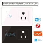 Wifi Zigbee Smart Light Switch Tuya Wireless Wall Sockets Glass Crystal Touch Panel US Electrical Plug Outlets Remote Alexa Google Home